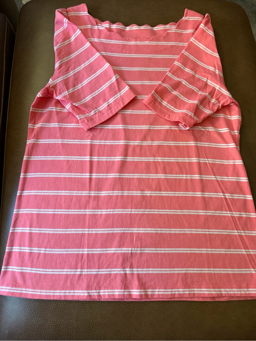 Talbots Pink Striped Women’s Cotton Knit Top - Comfortable Everyday Tee